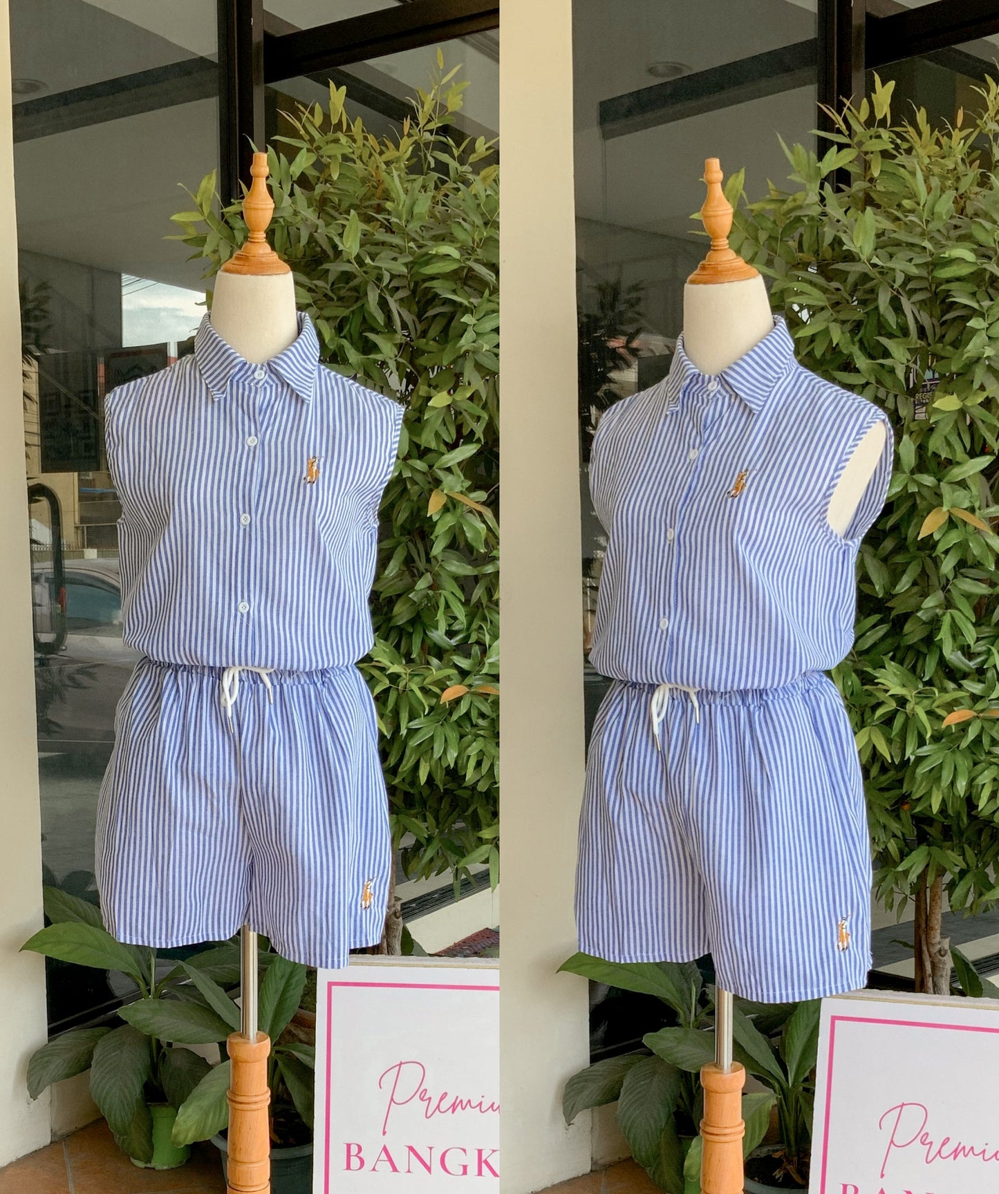 Striped Button-down Short Coordinates