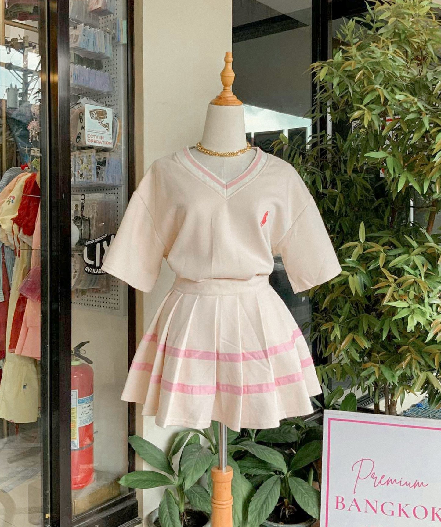 Polo V-neck Pleated Skort Coordinates