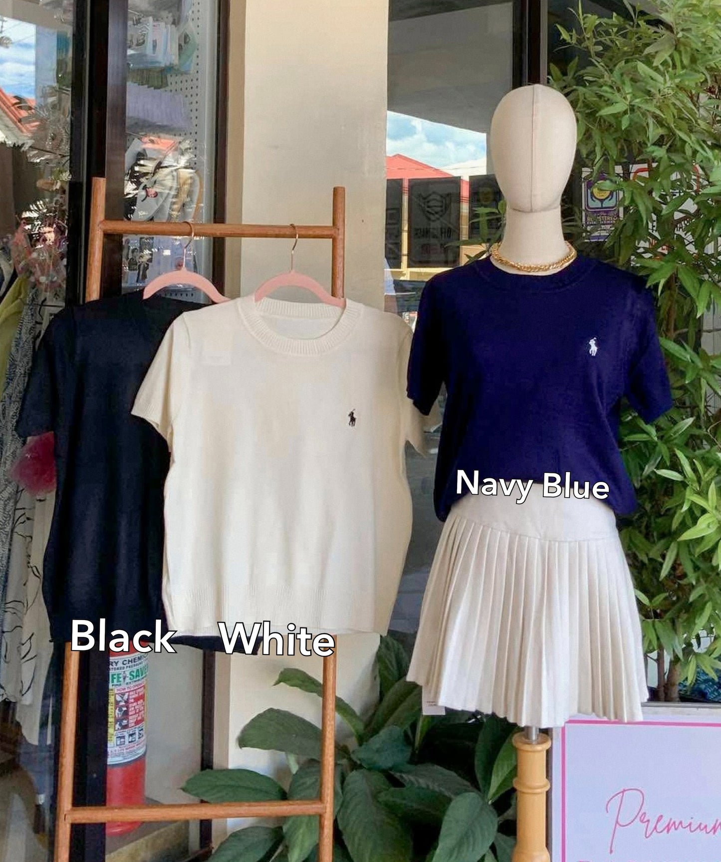 Plain Knitted Polo Top