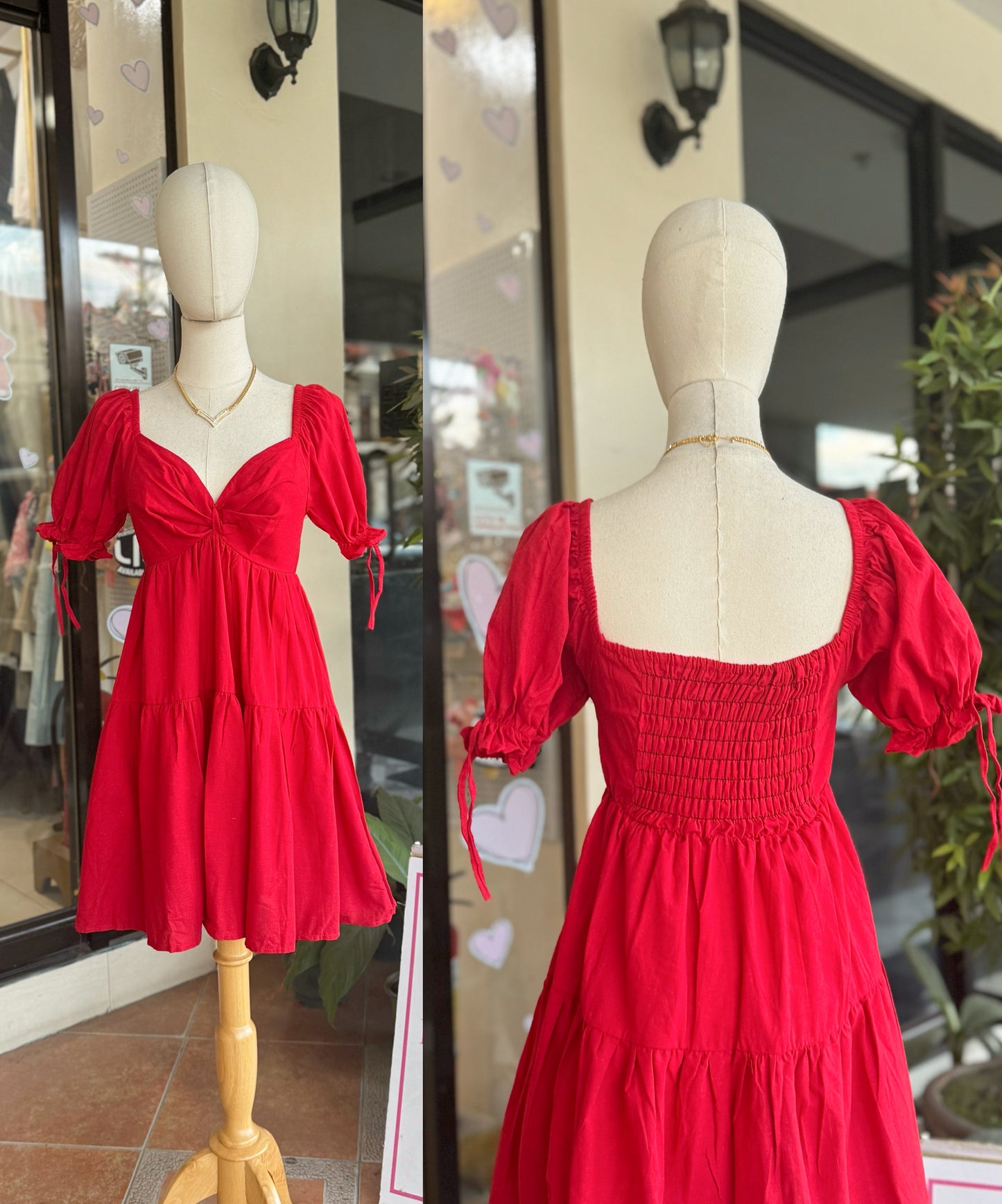 Red Puff Sleeve Dress