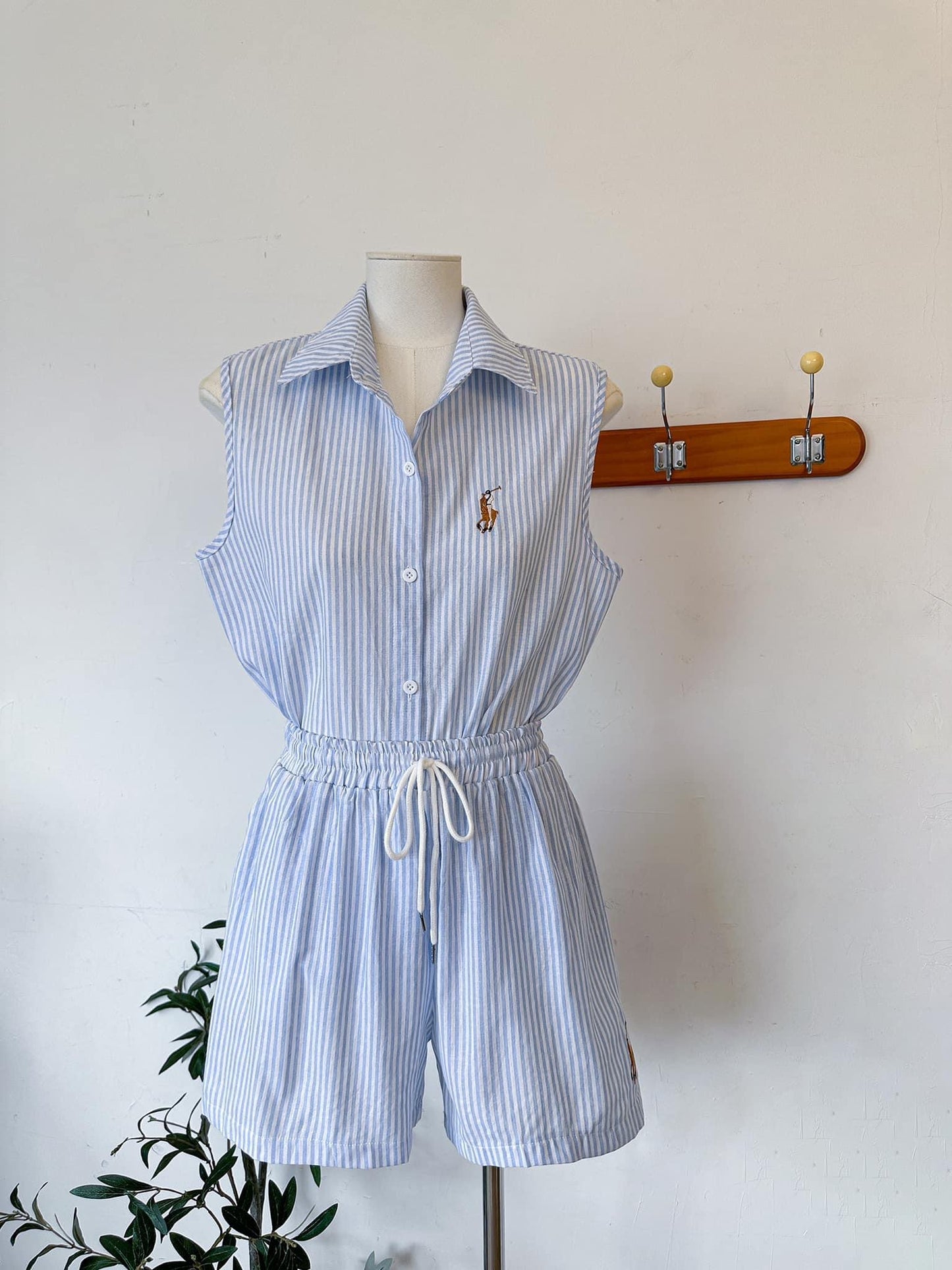 Striped Button-down Short Coordinates