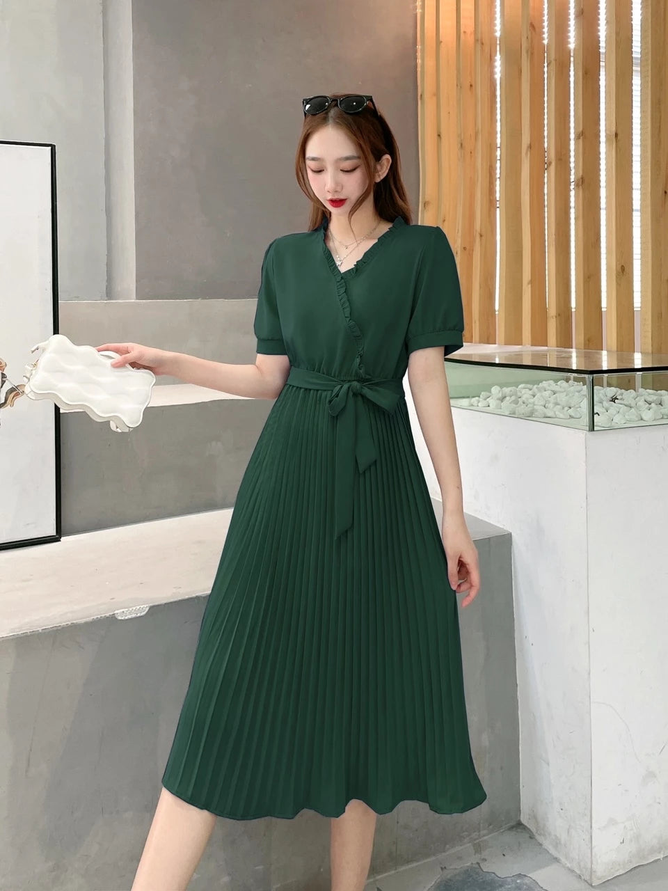 PLATED MAXI DRESS