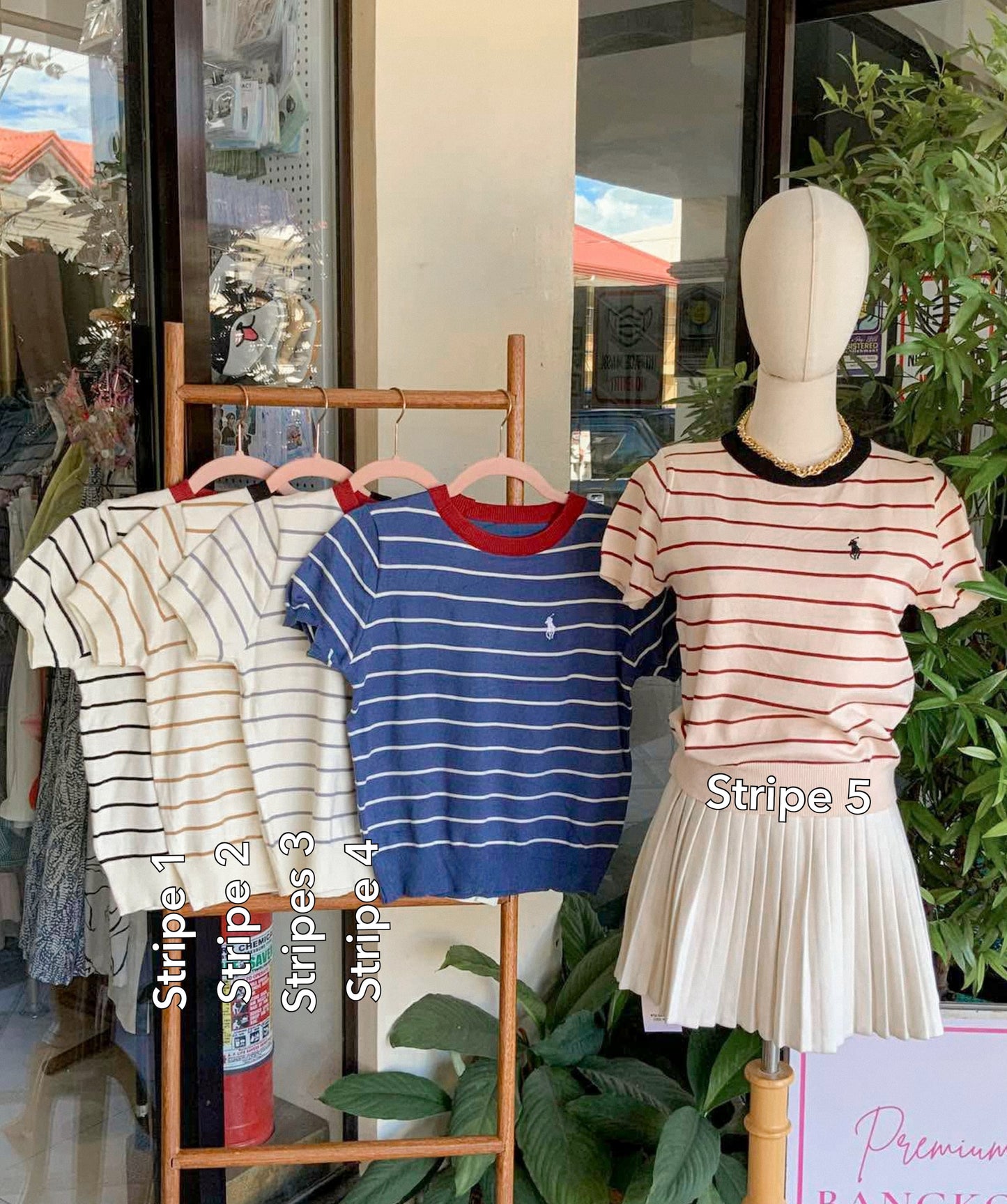Striped Knitted Polo Top