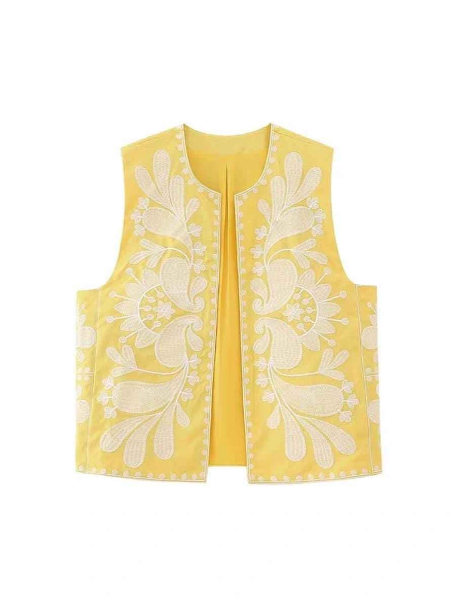 Yellow Embroidered Vest