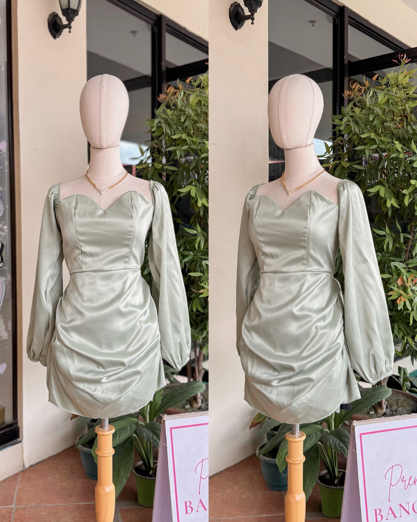 Satin Puff Dress