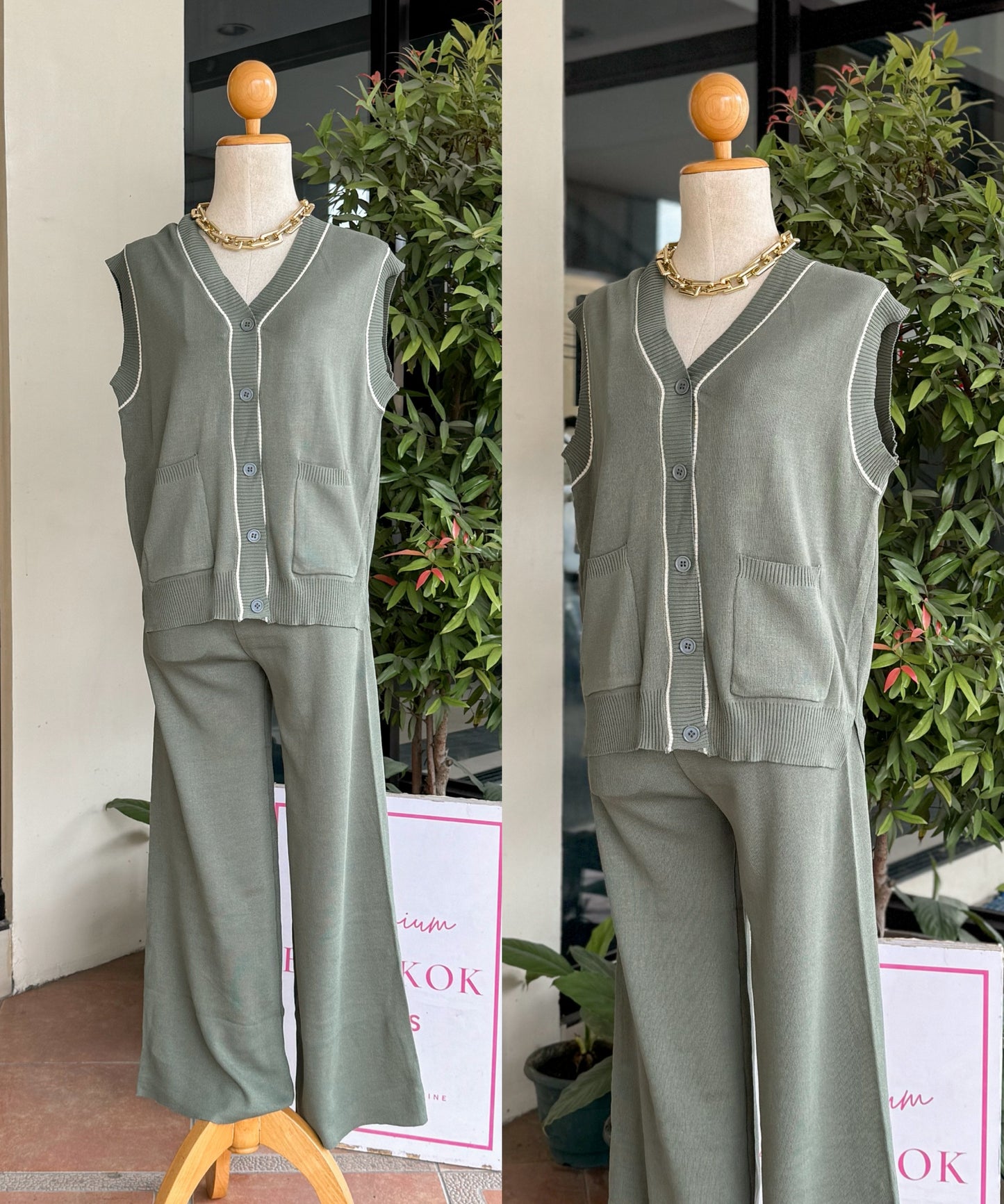 Knitted Vest Pants Coordinates