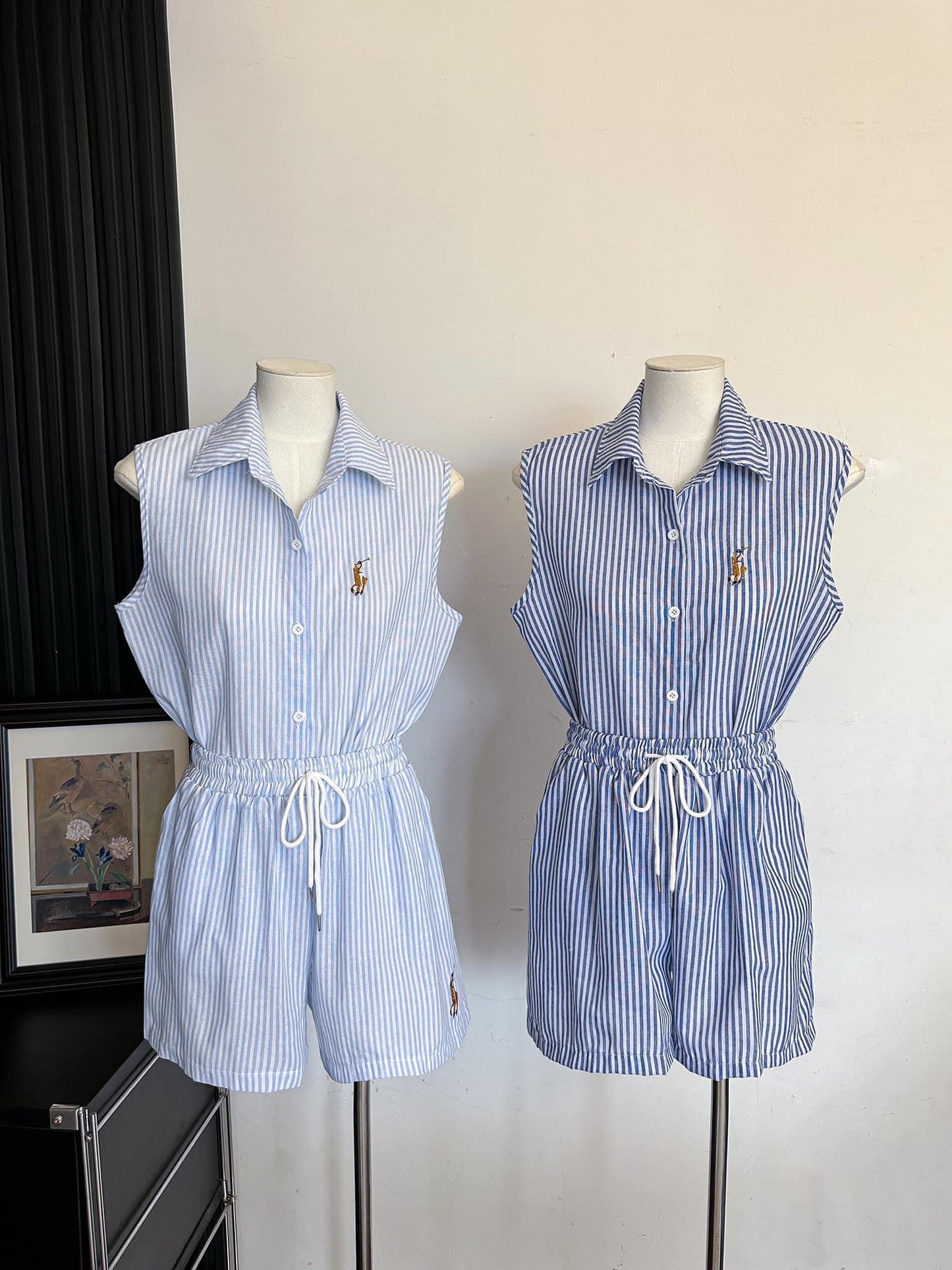 Striped Button-down Short Coordinates