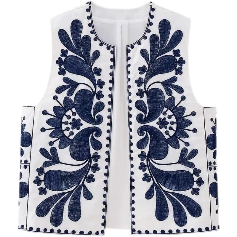 White Embroidered Vest