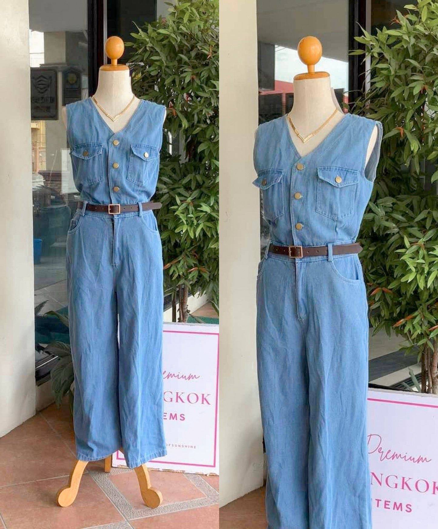 Denim Jumpsuit W/ Belt