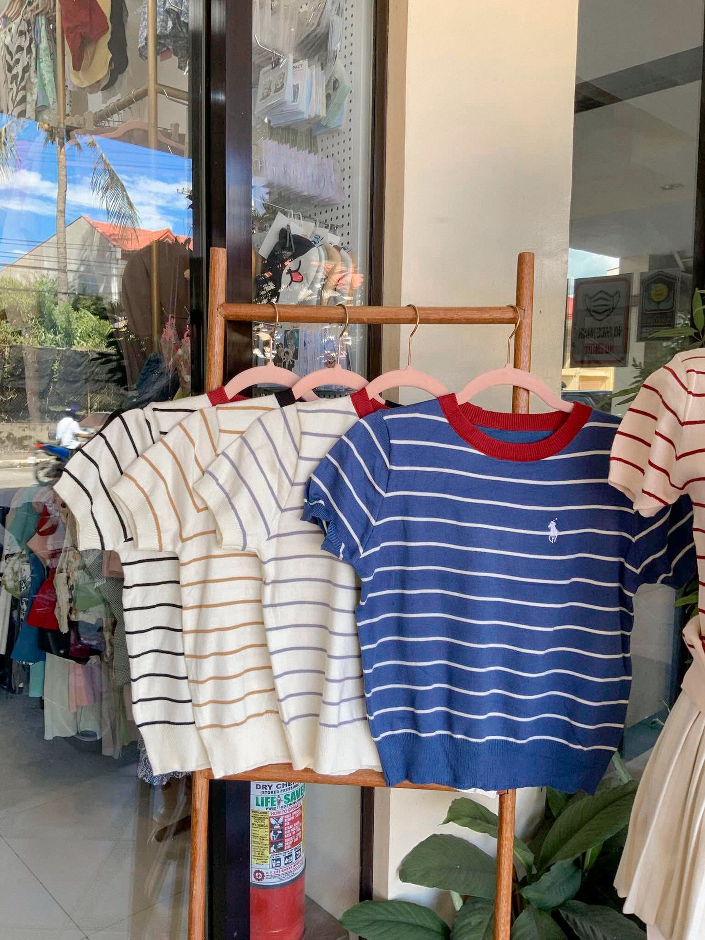 Striped Knitted Polo Top