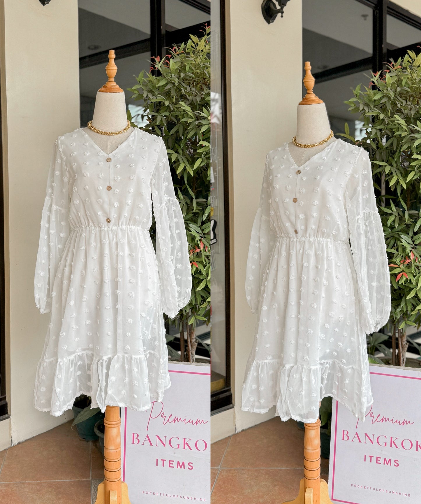 White Dotted Dress