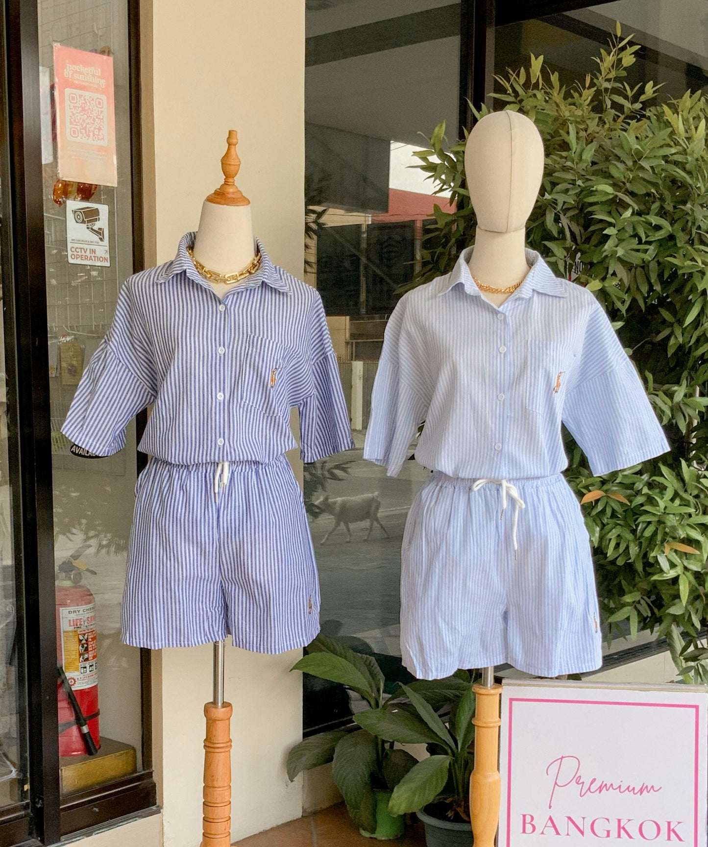 Polo Button-down Striped Shorts Coordinates