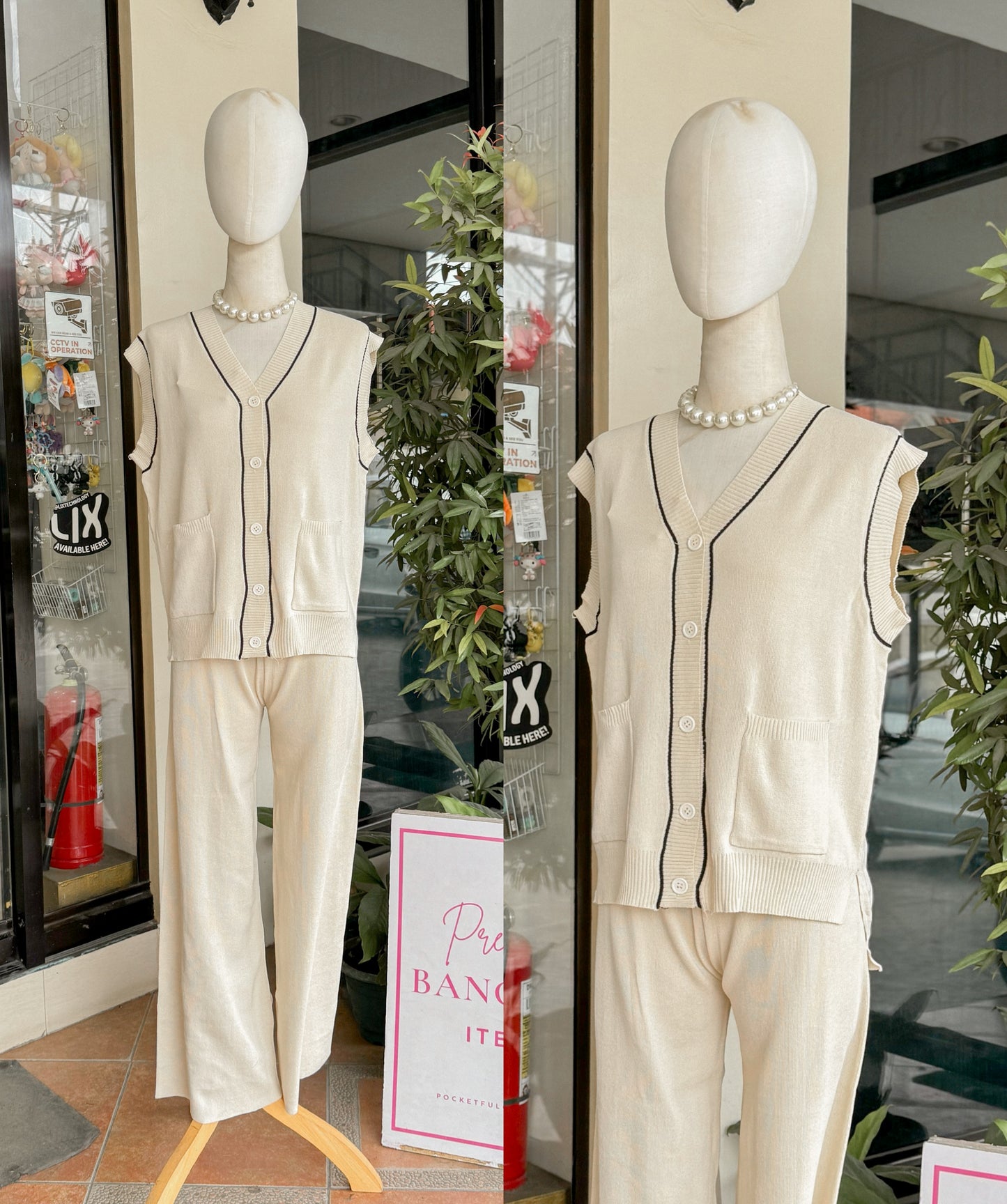 Knitted Vest Pants Coordinates