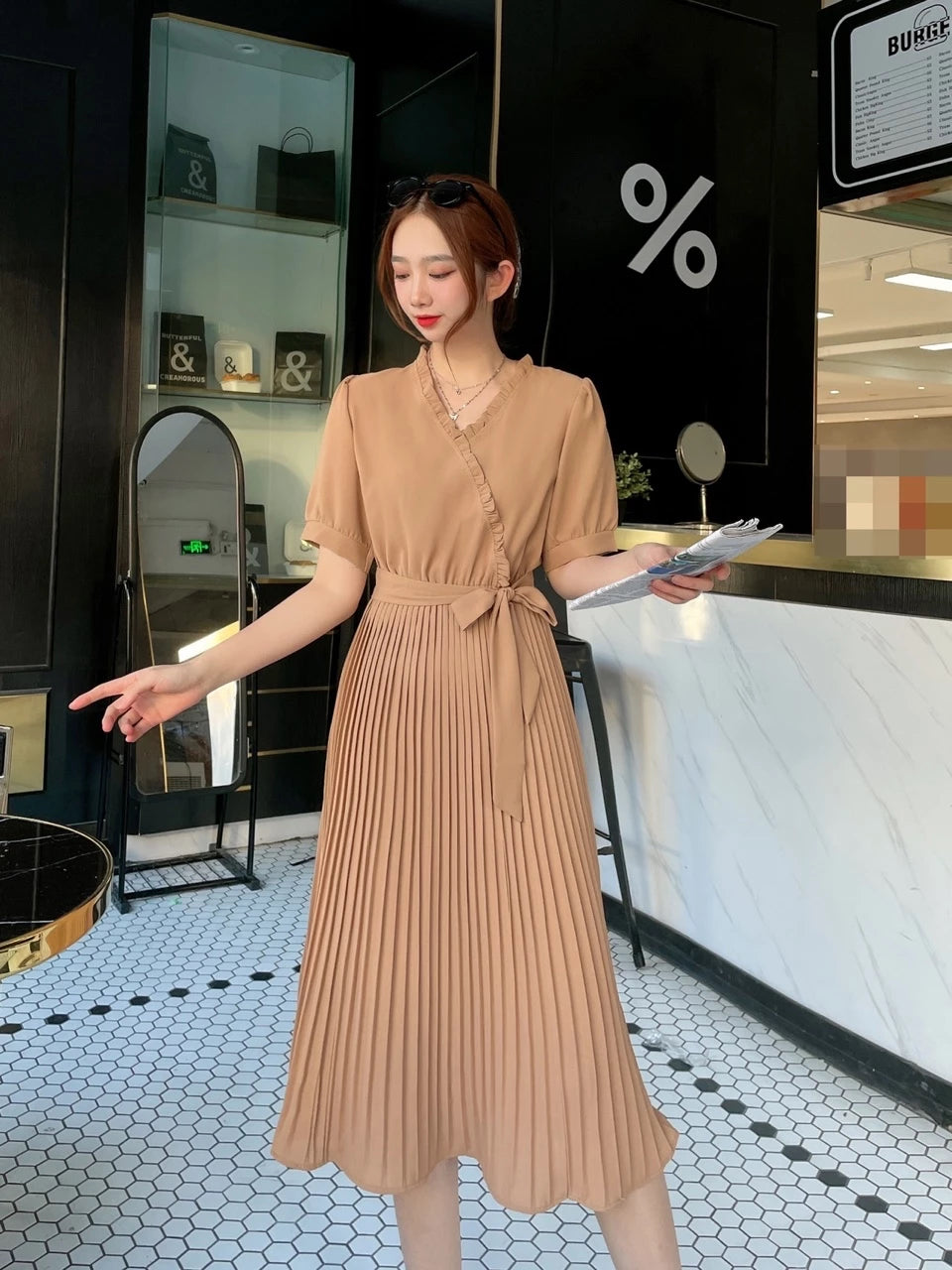 PLATED MAXI DRESS