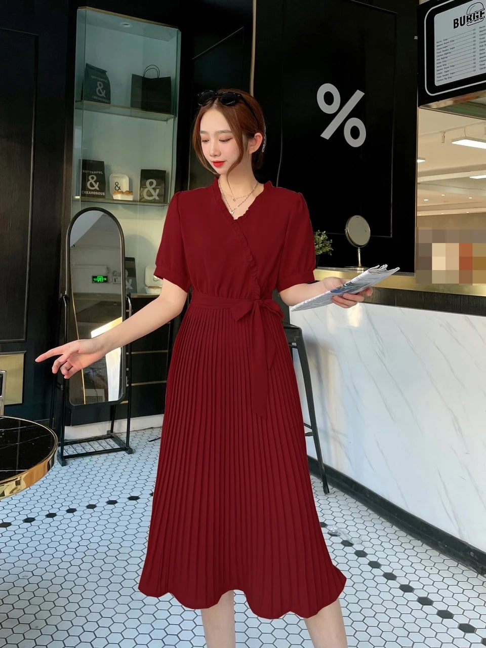 PLATED MAXI DRESS