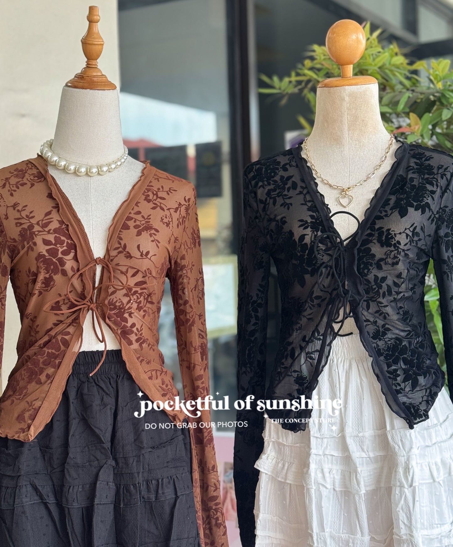 Flared Mesh Longsleeve Top