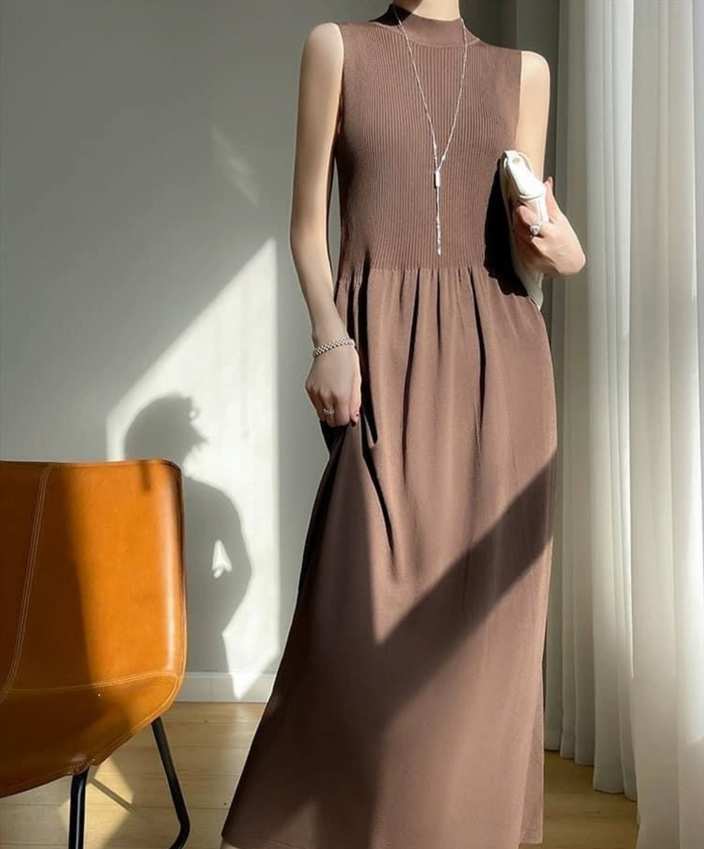 Crewneck Knitted Maxi Dress