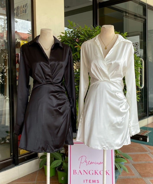 Satin Long-sleeve Dress