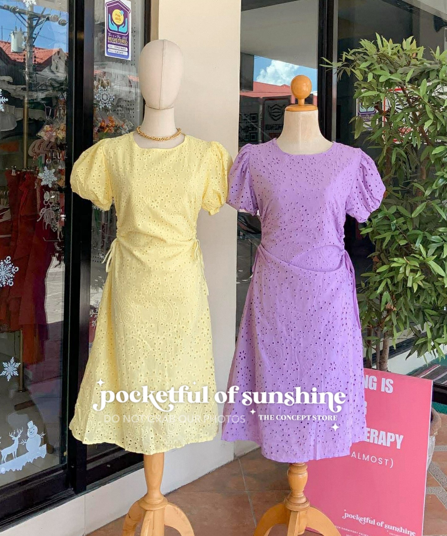 Eyelet Side String Dress