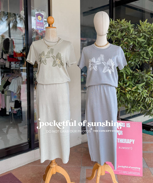 Floral Knitted Skirt Coordinares