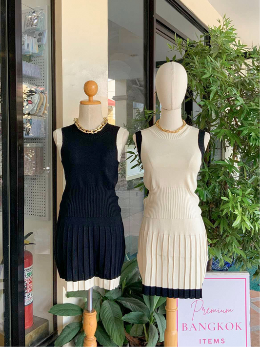 Knitted Pleated Skirt Coordinates