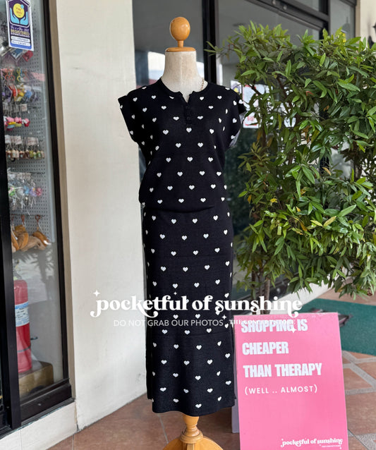 Hearts Knitted Skirt Coordimates