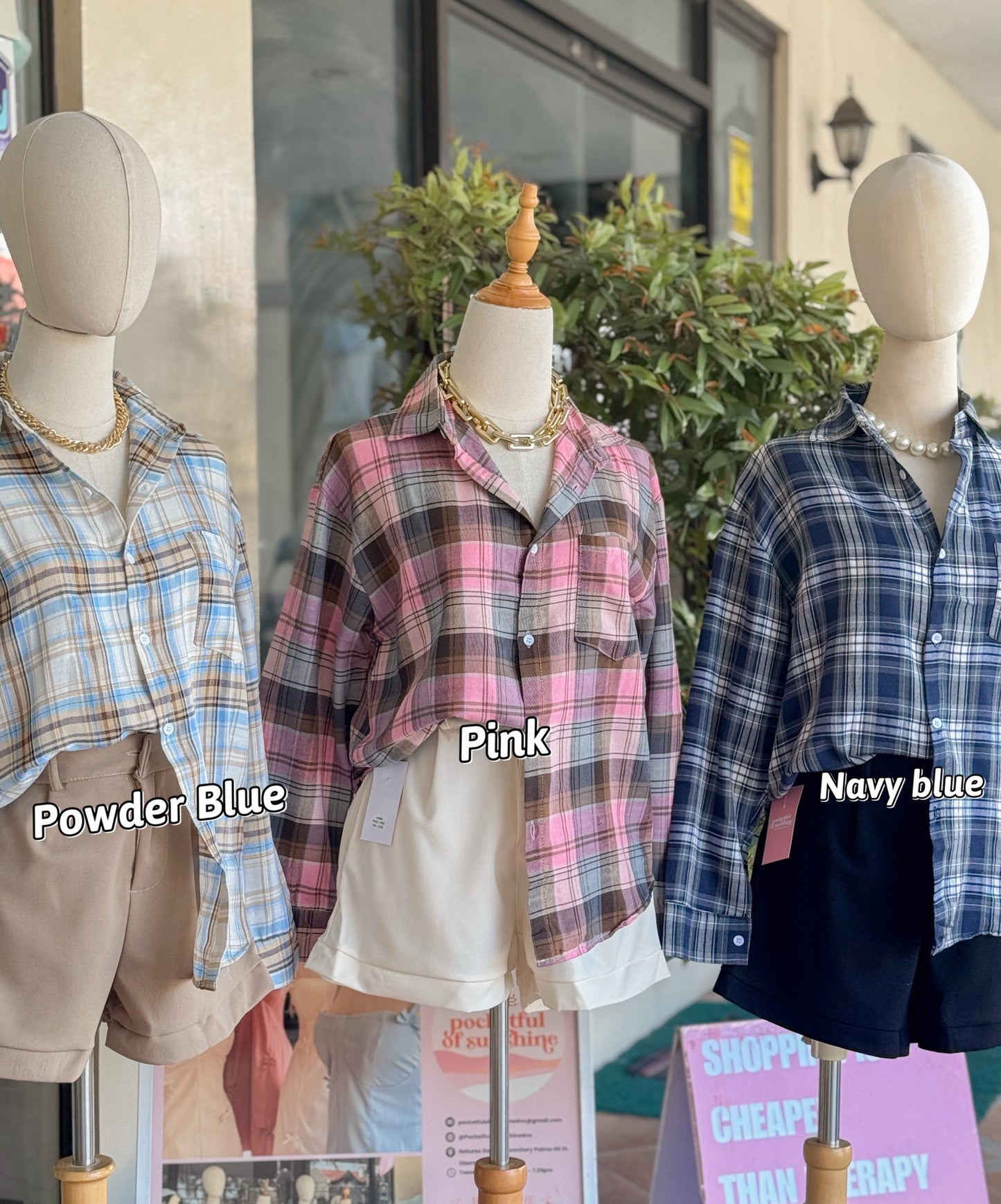 Amber Plaid Button-down Top